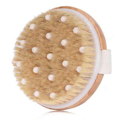 Bristle Exfoliating Wooden Bath Body Back Brush Long Handle Shower Spa Scrubber